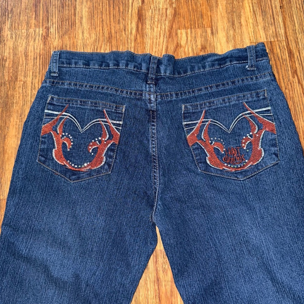 Hot Chickz Y2K Bootcut Jeans Low Rise Embellished Back Pockets